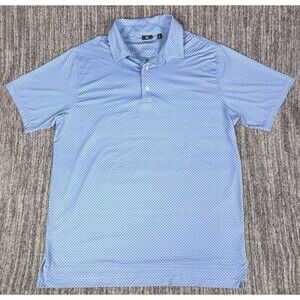 FootJoy Golf Polo Mens XL Blue Dot Geo Print Lisle Stretch Short Sleeve Wicking